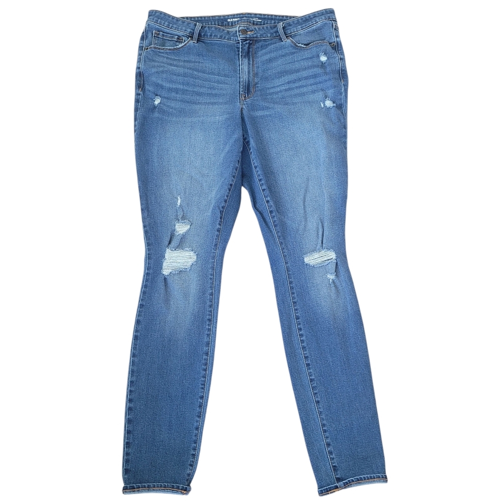 Old Navy Women's Blue Distressed Skinny Jeans 16 TALL!